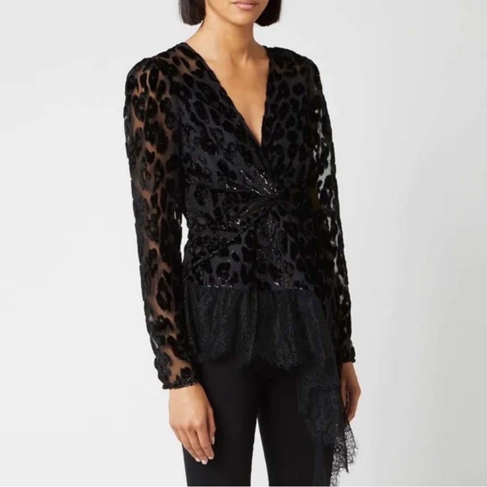 NWT Express Metallic Leopard Wrap Front Bow Top